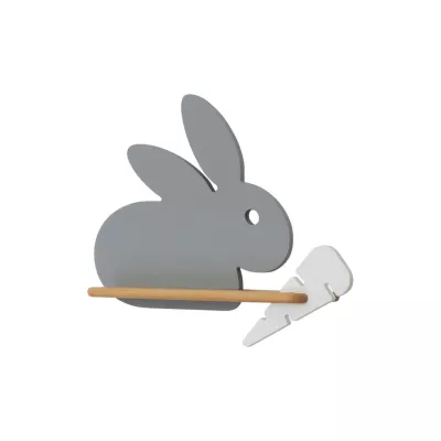 Dětské LED nástěnné světlo s poličkou RABBIT - 4W, 4000K (denní bílá), šedé / bílé