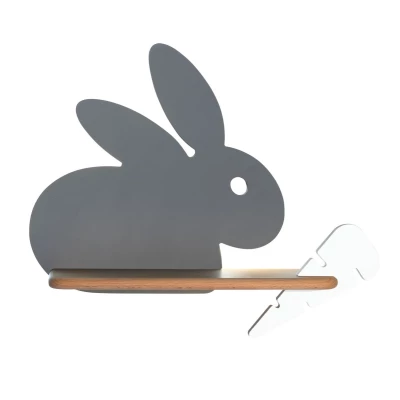 Dětské LED nástěnné světlo s poličkou RABBIT - 4W, 4000K (denní bílá), šedé / bílé