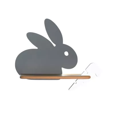 Dětské LED nástěnné světlo s poličkou RABBIT - 4W, 4000K (denní bílá), šedé / bílé
