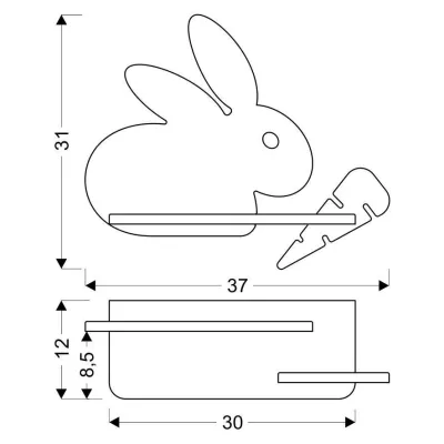 Dětské LED nástěnné světlo s poličkou RABBIT - 4W, 4000K (denní bílá), šedé / bílé