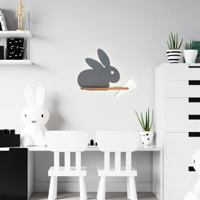 Dětské LED nástěnné světlo do zásuvky RABBIT - 4W, 4000K (denní bílá), šedé / bílé