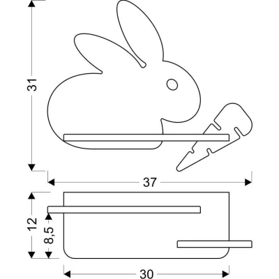 Dětské LED nástěnné světlo do zásuvky RABBIT - 4W, 4000K (denní bílá), šedé / bílé