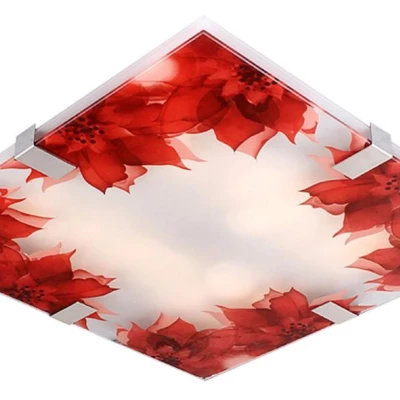 Přisazené stropní LED osvětlení RAPSODY - 9W, 6500K (studená bílá), 31x31cm, hranaté, červené