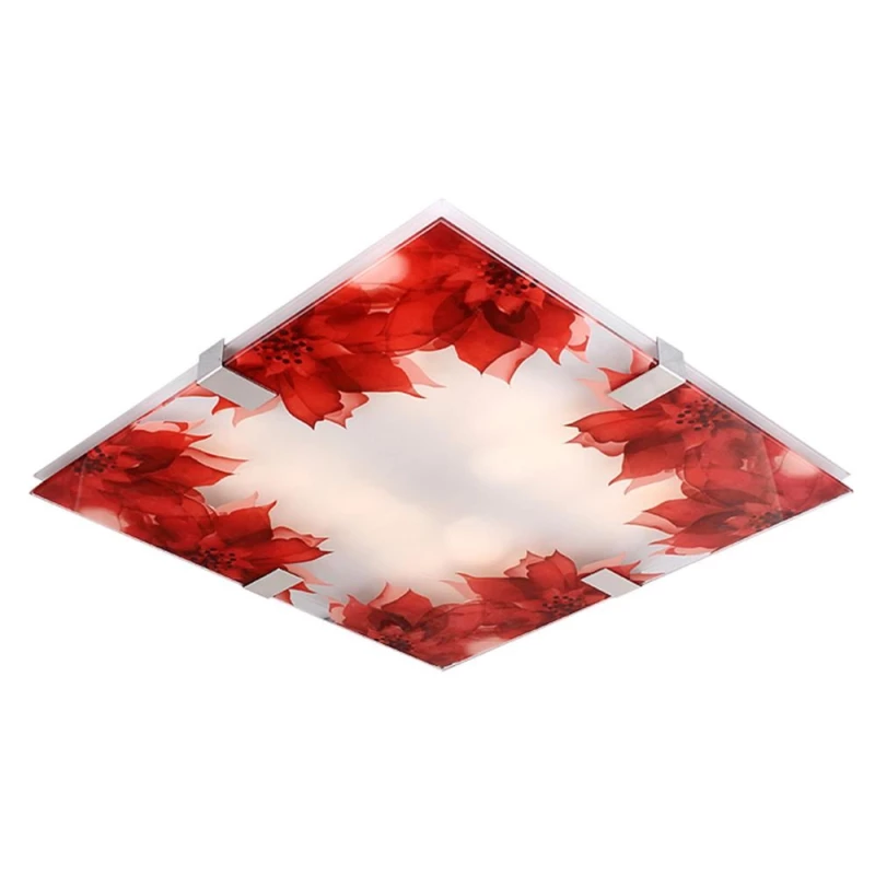 Přisazené stropní LED osvětlení RAPSODY - 9W, 6500K (studená bílá), 31x31cm, hranaté, červené