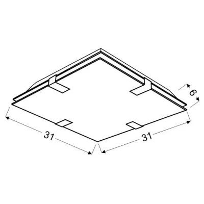 Přisazené stropní LED osvětlení RAPSODY - 9W, 6500K (studená bílá), 31x31cm, hranaté, červené