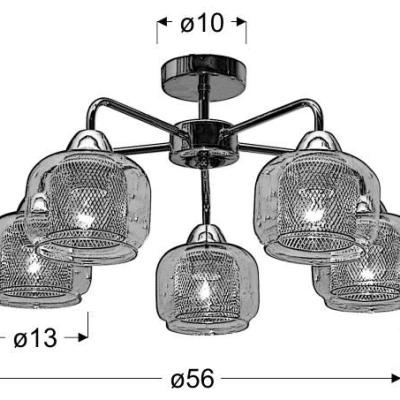 Stropní pětiramenné osvětlení RAY - 5xE14, 40W, chromované