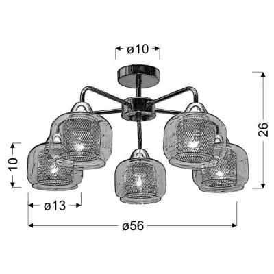 Stropní pětiramenné osvětlení RAY - 5xE14, 40W, chromované