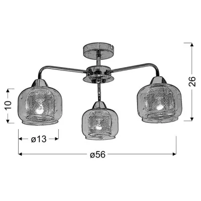 Stropní tříramenné osvětlení RAY - 3xE14, 40W, chromované