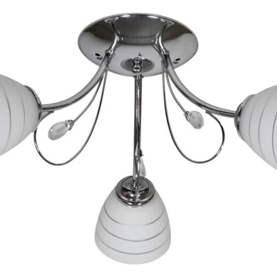 Stropní přisazený tříramenný lustr SIMPLI - 3xE27, 40W, chromovaný / bílý