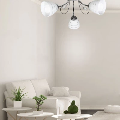 Stropní přisazený tříramenný lustr SIMPLI - 3xE27, 40W, chromovaný / bílý