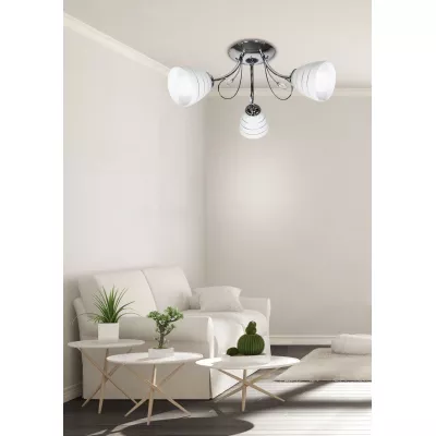 Stropní přisazený tříramenný lustr SIMPLI - 3xE27, 40W, chromovaný / bílý