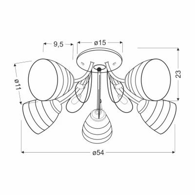 Stropní přisazený pětiramenný lustr SIMPLI - 5xE27, 40W, chromovaný / bílý