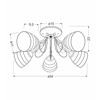 Stropní přisazený pětiramenný lustr SIMPLI - 5xE27, 40W, chromovaný / bílý