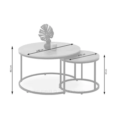 Set konferenčních stolků JACEK - černý mramor / zlatý