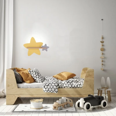 Dětské nástěnné LED svítidlo s poličkou STAR - 5W, 4000K (denní bílá), žluté / hnědé