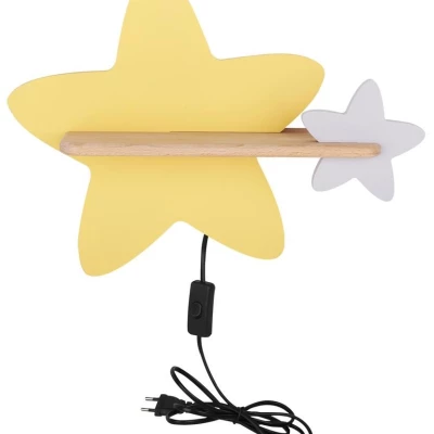 Dětské nástěnné LED svítidlo do zásuvky STAR - 5W, 4000K (denní bílá), žluté / hnědé