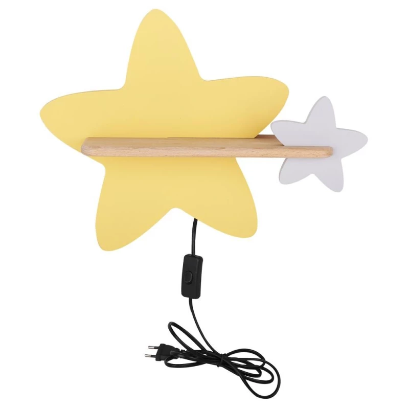 Dětské nástěnné LED svítidlo do zásuvky STAR - 5W, 4000K (denní bílá), žluté / hnědé