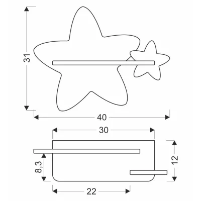 Dětské nástěnné LED svítidlo do zásuvky STAR - 5W, 4000K (denní bílá), žluté / hnědé