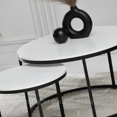 Set konferenčních stolků JACEK - bílý / černý