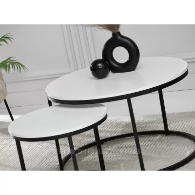 Set konferenčních stolků JACEK - bílý / černý