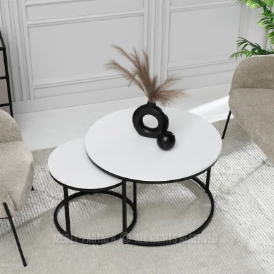 Set konferenčních stolků JACEK - bílý / černý