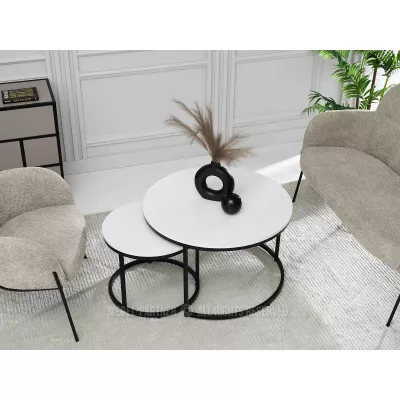 Set konferenčních stolků JACEK - bílý / černý