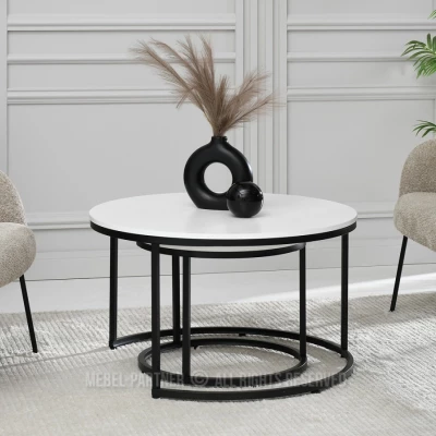 Set konferenčních stolků JACEK - bílý / černý