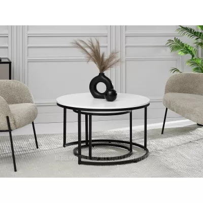 Set konferenčních stolků JACEK - bílý / černý