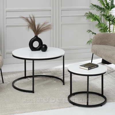 Set konferenčních stolků JACEK - bílý / černý