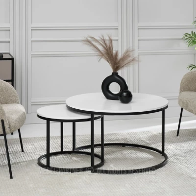 Set konferenčních stolků JACEK - bílý / černý