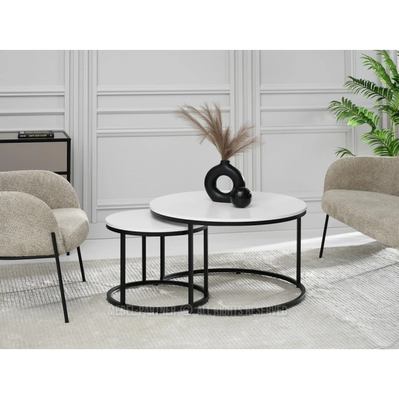 Set konferenčních stolků JACEK - bílý / černý