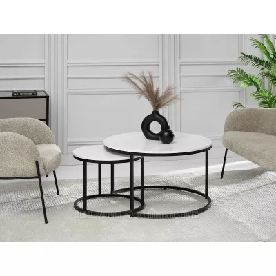 Set konferenčních stolků JACEK - bílý / černý