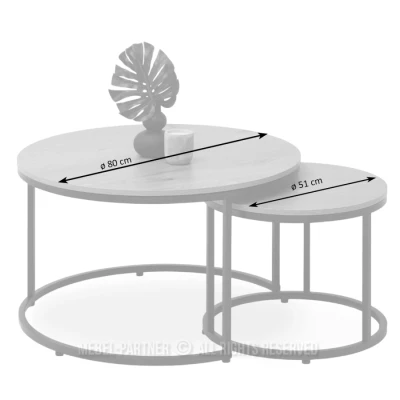 Set konferenčních stolků JACEK - dub / bílý