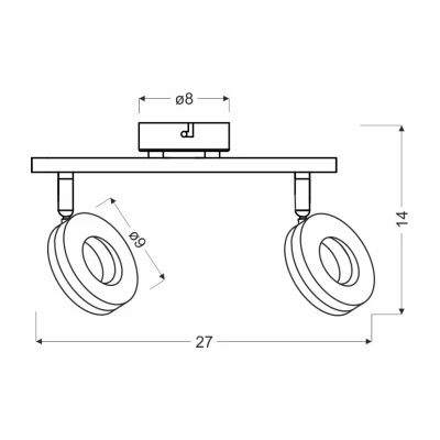 LED nástěnné / stropní světlo THEMA - 2x5W, 3000K (teplá bílá), chromované