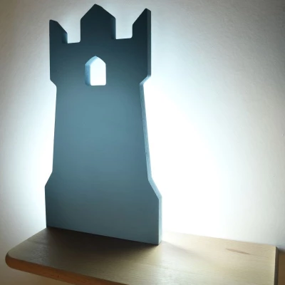 Dětská nástěnná LED lampička s poličkou TOWER - 4W, 4000K (denní bílá), modrá