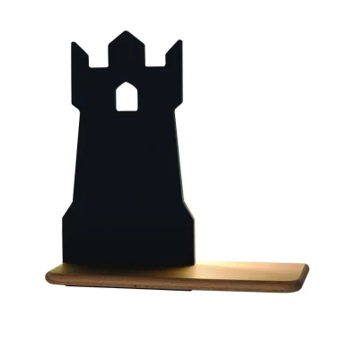 Dětská nástěnná LED lampička s poličkou TOWER - 4W, 4000K (denní bílá), černá
