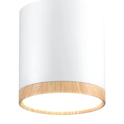 Stropní LED osvětlení TUBA - 5W, 4000K (neutrální bílá), 7,5x6,8cm, kulaté, imitace dřeva / bílé