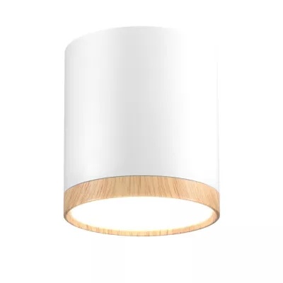 Stropní LED osvětlení TUBA - 5W, 4000K (neutrální bílá), 7,5x6,8cm, kulaté, imitace dřeva / bílé