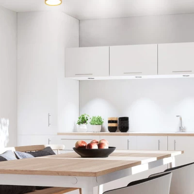 Stropní LED osvětlení TUBA - 5W, 4000K (neutrální bílá), 7,5x6,8cm, kulaté, imitace dřeva / bílé