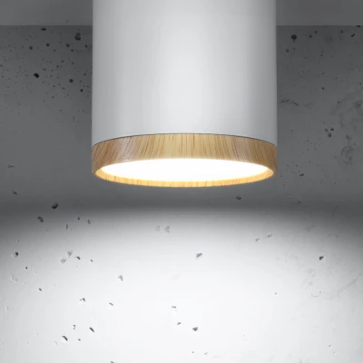 Stropní LED osvětlení TUBA - 5W, 4000K (neutrální bílá), 7,5x6,8cm, kulaté, imitace dřeva / bílé