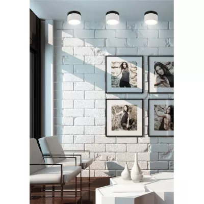 LED stropní osvětlení TUBA - 9W, 4000K (neutrální bílá), 6,4x8,8cm, kulaté, bílé / černé