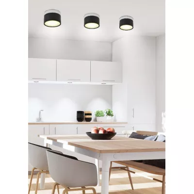 LED stropní osvětlení TUBA - 9W, 4000K (neutrální bílá), 6,4x8,8cm, kulaté, černé / bílé