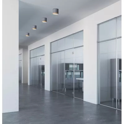 LED stropní světlo TUBA - 9W, 4000K (neutrální bílá), 7,5x8,8cm, kulaté, imitace dřeva / šedé