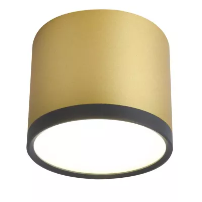 LED stropní světlo TUBA - 9W, 4000K (neutrální bílá), 7,5x8,8cm, kulaté, zlaté / černé
