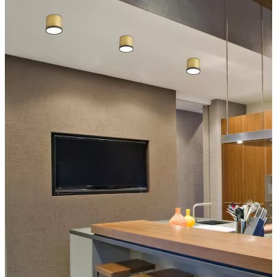 LED stropní světlo TUBA - 9W, 4000K (neutrální bílá), 7,5x8,8cm, kulaté, zlaté / černé