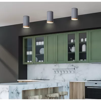 LED stropní svítidlo TUBA - 9W, 4000K (neutrální bílá), 15x8,8cm, kulaté, imitace dřeva / šedé