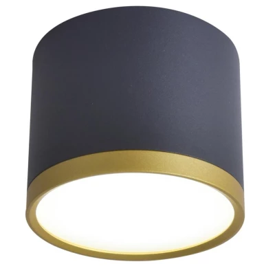 LED stropní světlo TUBA - 9W, 4000K (neutrální bílá), 7,5x8,8cm, kulaté, černé / zlaté