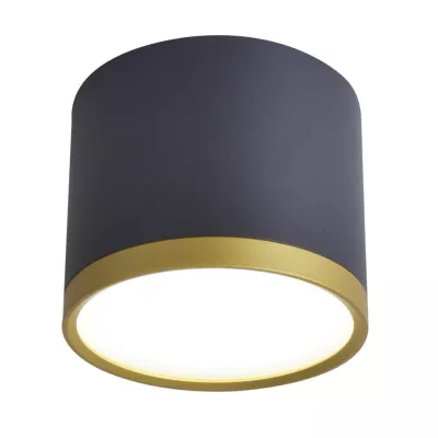 LED stropní světlo TUBA - 9W, 4000K (neutrální bílá), 7,5x8,8cm, kulaté, černé / zlaté