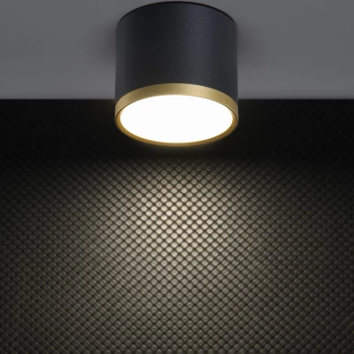 LED stropní světlo TUBA - 9W, 4000K (neutrální bílá), 7,5x8,8cm, kulaté, černé / zlaté