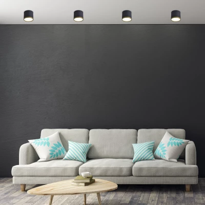 LED stropní světlo TUBA - 9W, 4000K (neutrální bílá), 7,5x8,8cm, kulaté, černé / zlaté